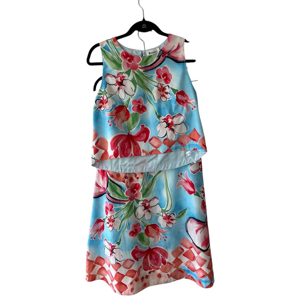 &Merci NWT Floral Matching Set Midi Skirt Sleeveless Outfit Sz M - Picture 12 of 15